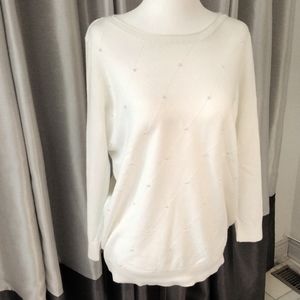 Classic Editions off white sweater with pearl detail